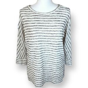 LOU & GREY WHITE & GRAY STRIPE SWEATER SZ.S EUC